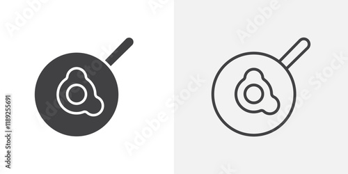Egg fried icon flat and simple set design