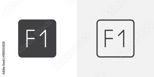 F1 key icon flat and simple set design