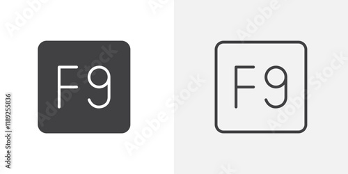 F9 key icon flat and simple set design