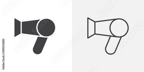 Hair dryer icon flat and simple set design