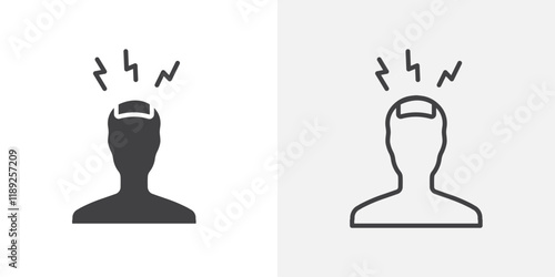 Headache icon flat and simple set design