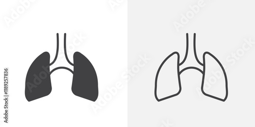 Lungs icon flat and simple set design