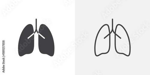 Lungs icon flat and simple set design