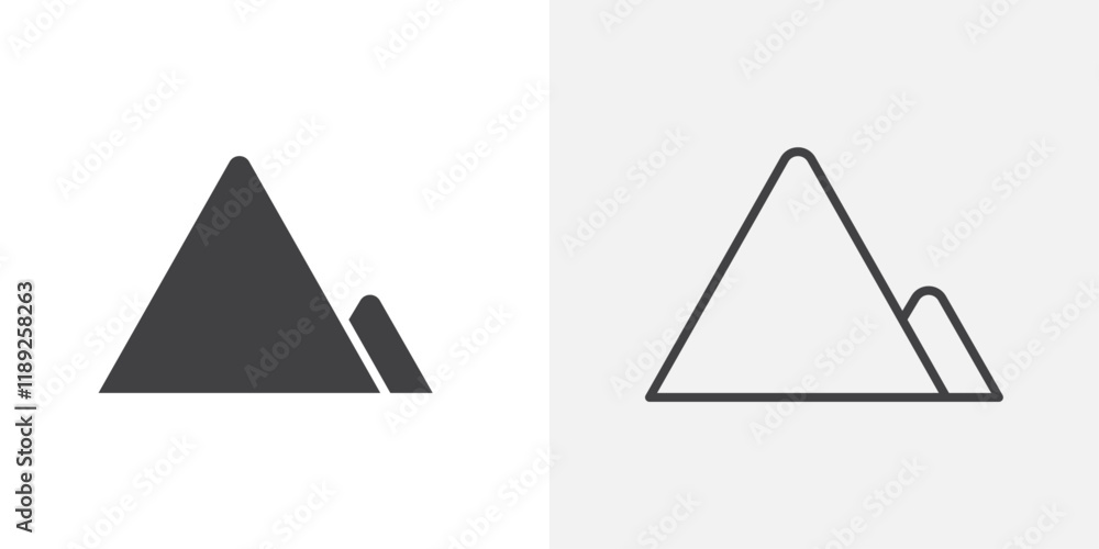 Mountains icon flat and simple set design Mountains icon flat and simple set design