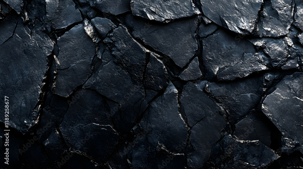 Dark charcoal black rock texture with jagged cracks and subtle metallic shimmer, creating a dramatic and moody abstract background Dark charcoal black rock texture with jagged cracks and subtle metallic shimmer, creating a dramatic and moody abstract background