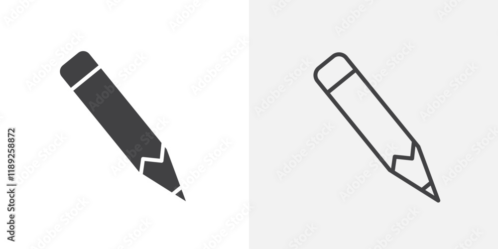 Pencil icon flat and simple set design Pencil icon flat and simple set design