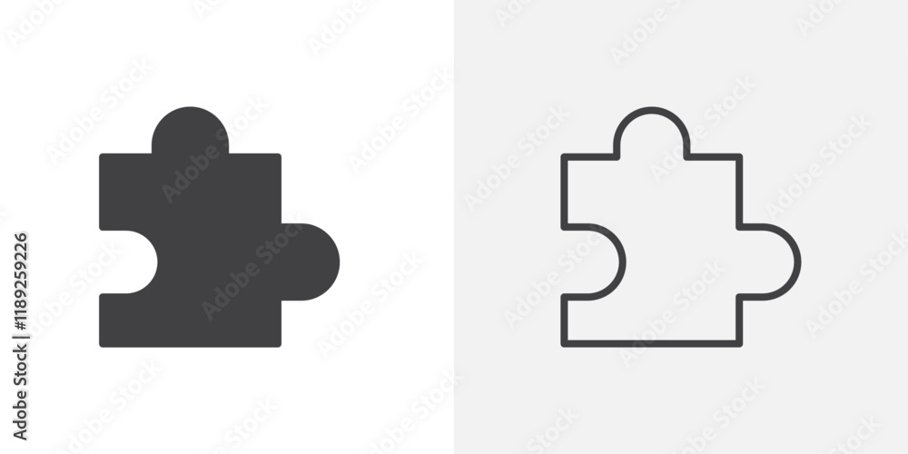 Puzzle icon flat and simple set design Puzzle icon flat and simple set design
