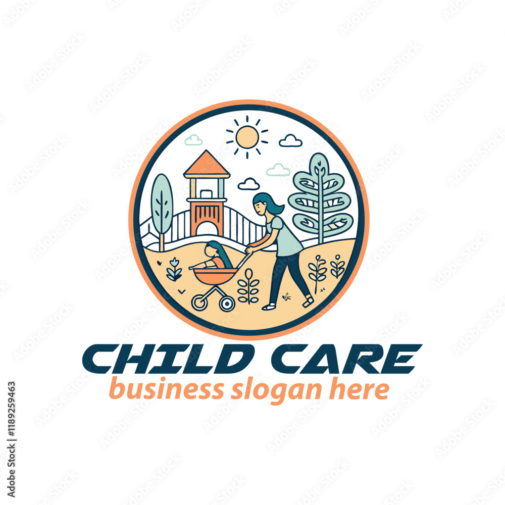 Obraz premium Baby shop child care day care school and kids logo day care create distinctive mother care vector eps logo design
