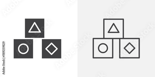 Shape cube blocks icon flat and simple set design