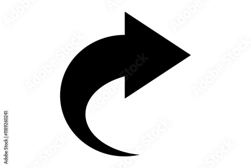 Free Download Curved Right Arrow Icon, arrow isolated on white. - GFXLoad
