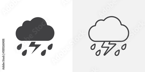 Stormy rain icon flat and simple set design