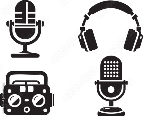 Microphone and Headphones Vector Art
