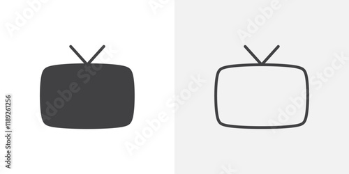 Tv icon flat and simple set design