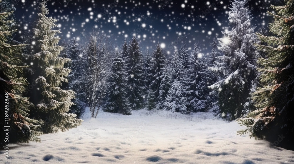 Fototapeta premium Trees covered by heavy snow in winter forest