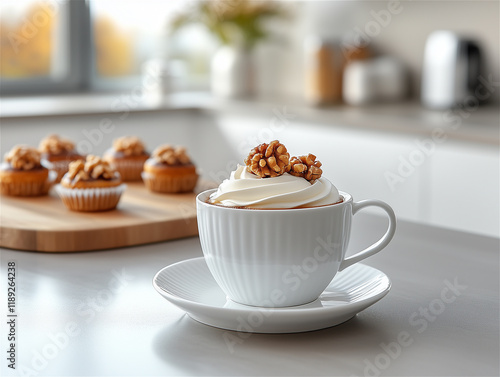 Wallpaper Mural Photo of a Beverage: A Cup of Tea and Sweets on a Dining Table Torontodigital.ca