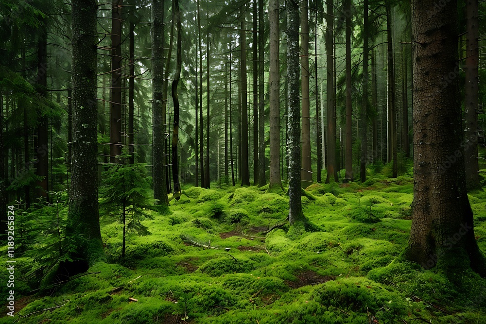 a natural landscape of dense forest with large trees, forest plants and botanical diversity during day time. a natural landscape of dense forest with large trees, forest plants and botanical diversity during day time.
