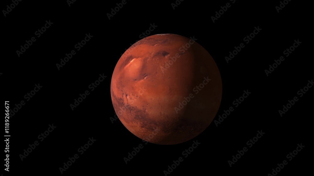 3d realistic rotated mars night to day black background 3d realistic rotated mars night to day black background