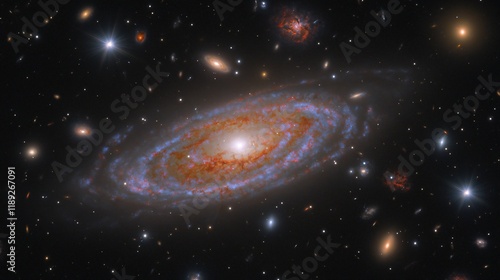 Stunning Spiral Galaxy in Deep Space Cosmic Background