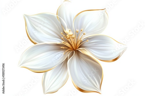 White flower with gold trim on a white background