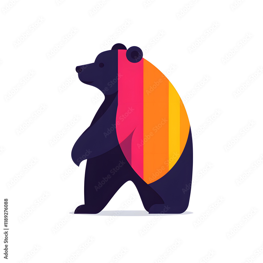 Minimalistic Bear Logo with Bold Shapes and Solid Lines Minimalistic Bear Logo with Bold Shapes and Solid Lines