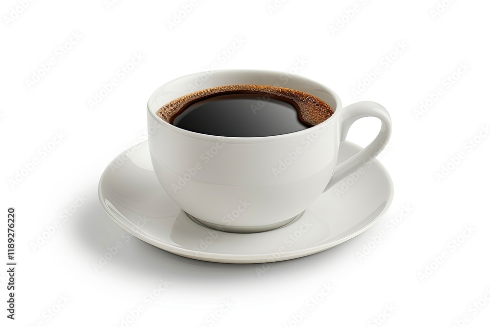 Detailed Picture of Black Coffee in Cup Isolated on White Background Detailed Picture of Black Coffee in Cup Isolated on White Background