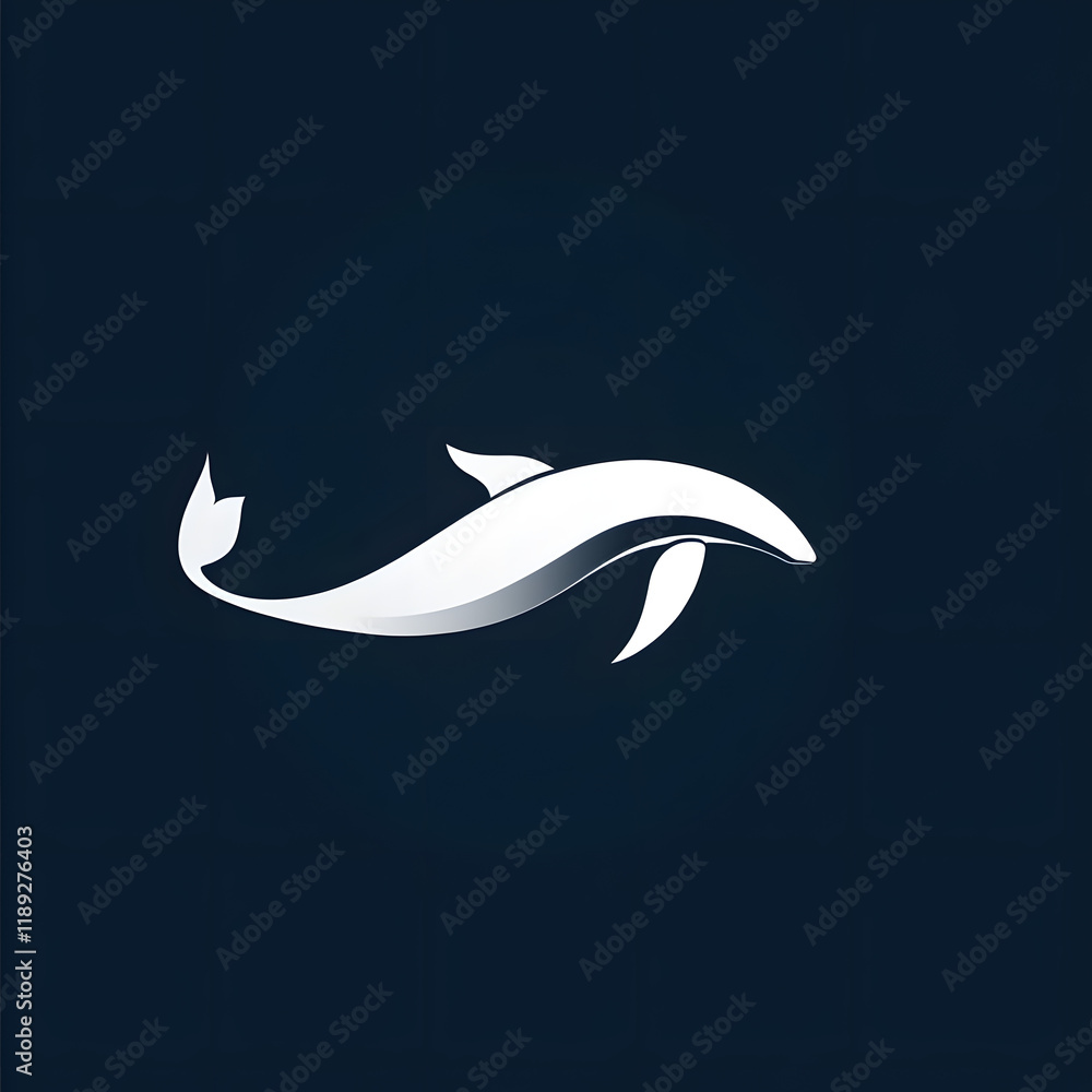 Obraz premium Simple 2D Flat Vector Whale Icon with Elegant Design