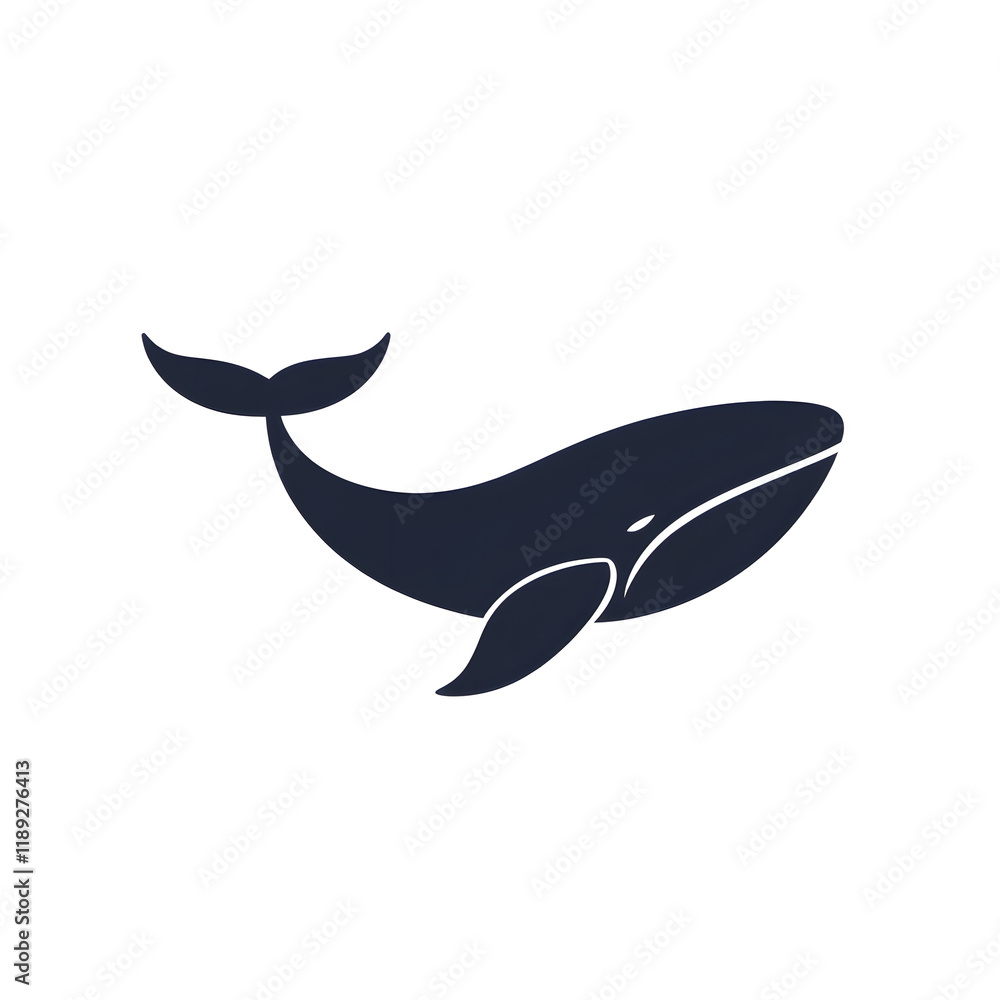 Naklejka premium Minimalistic Whale Logo with Smooth Tail Curve and Streamlined Silhouette