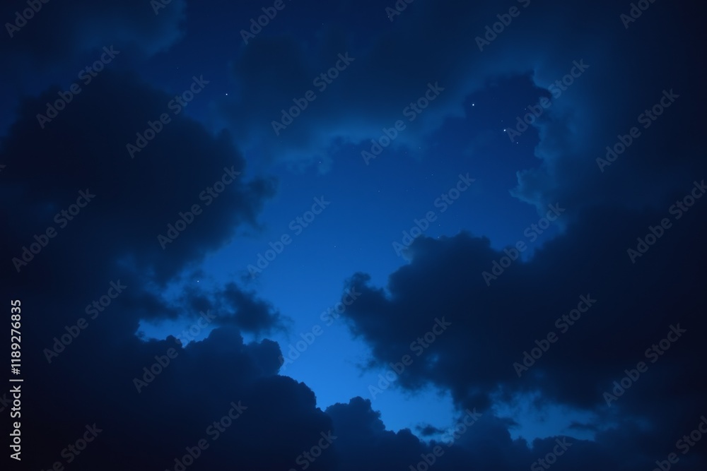 Obraz premium Ethereal Night Sky with Billowing Clouds and Starlight