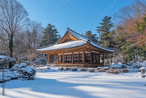 Wallpaper Mural Japanese Temple in Snowy Garden Torontodigital.ca