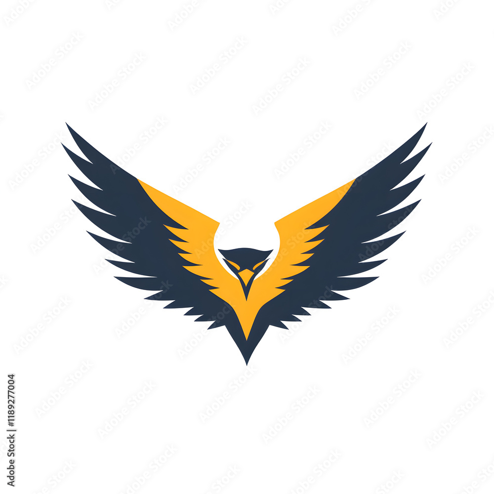 Obraz premium Simple 2D Flat Vector Eagle Icon with Sharp Wing Design