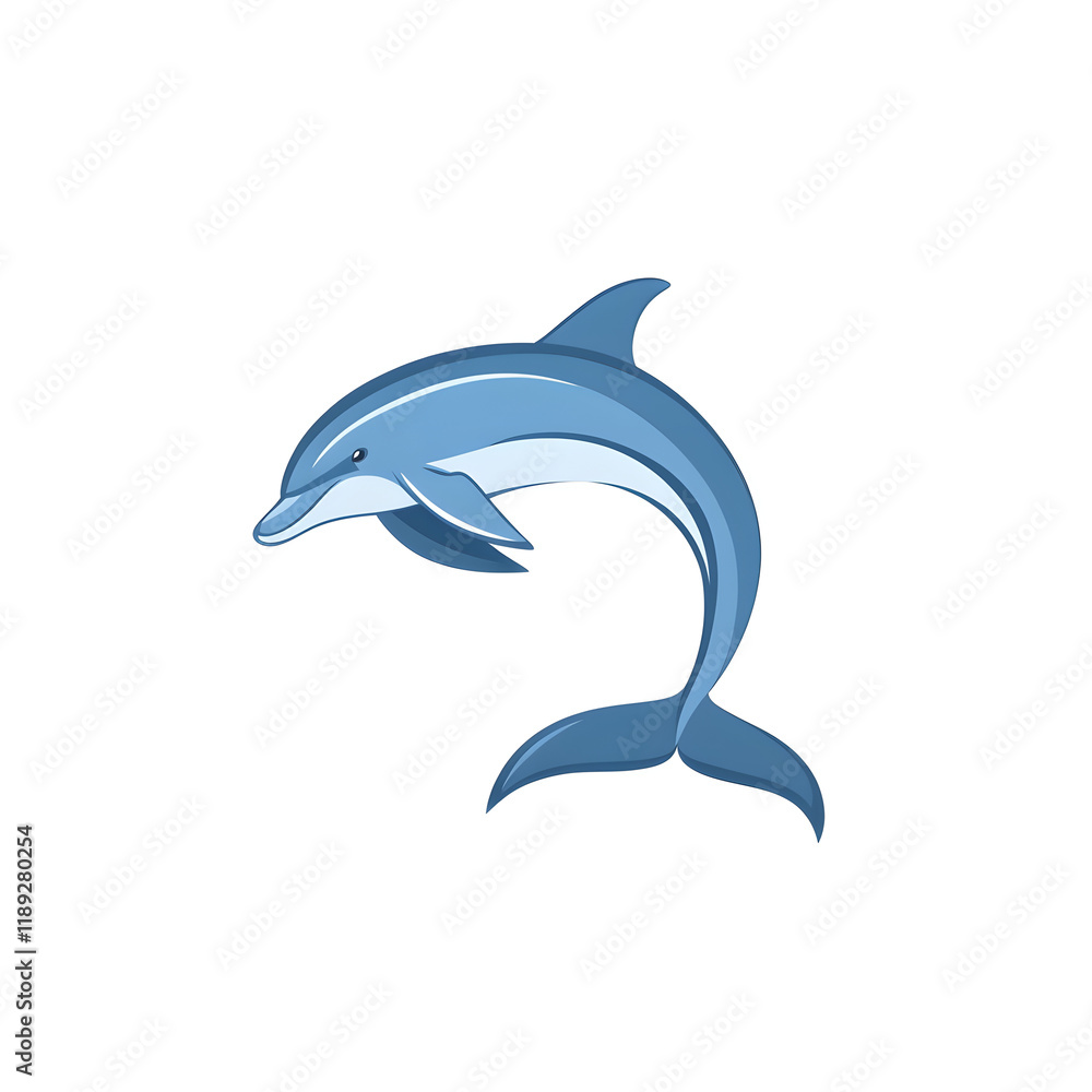 Simple 2D Flat Vector Dolphin Icon in Leaping Motion Simple 2D Flat Vector Dolphin Icon in Leaping Motion