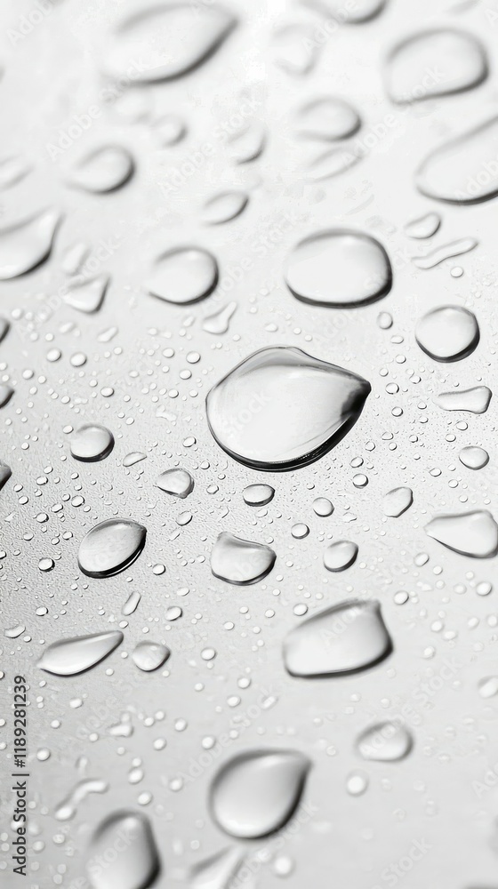 Close-Up View of Water Drops on a Glass Surface with Soft Lighting Close-Up View of Water Drops on a Glass Surface with Soft Lighting