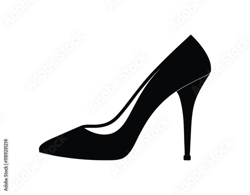 black silhouette of a high-heeled shoe, perfect for fashion and footwear design concepts, isolated on a white background
