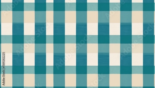 Teal coastal beach house gingham fabric pattern