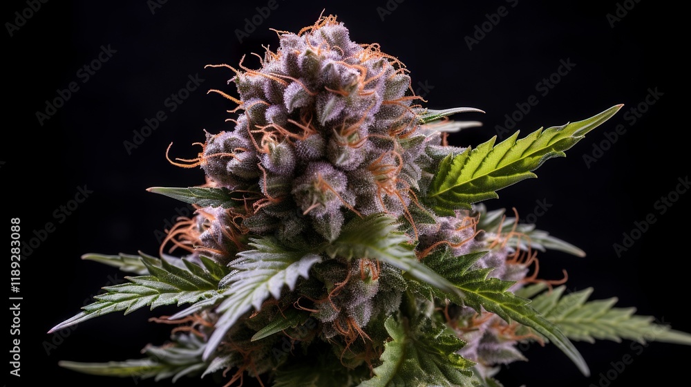 A photo of a cannabis bud with pistils A photo of a cannabis bud with pistils