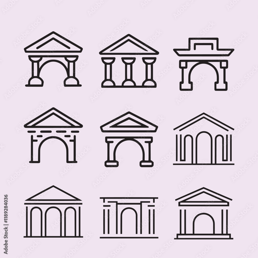 Unique architecture element Creative architecture line art vector Unique architecture element Creative architecture line art vector
