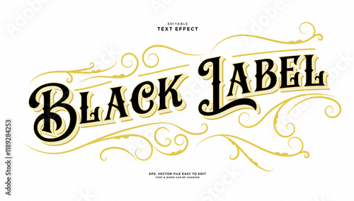 Black label vintage style text effect