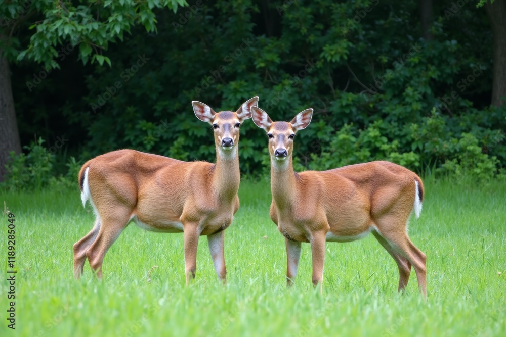 Deer in a Lush Green Field Deer in a Lush Green Field