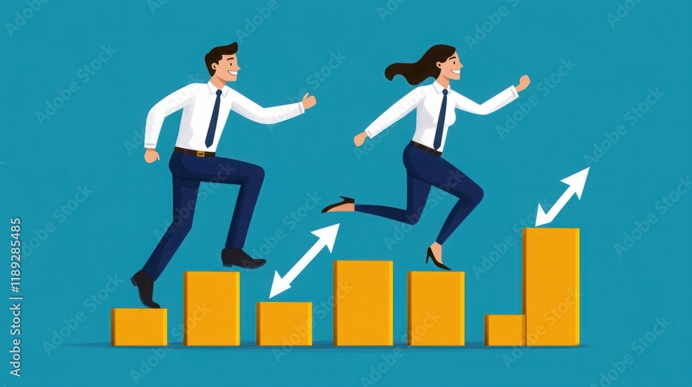 Energetic Business Team Achieving Growth through Progress on Bright Background with Colorful Chart and Dynamic Movement Representation Energetic Business Team Achieving Growth through Progress on Bright Background with Colorful Chart and Dynamic Movement Representation