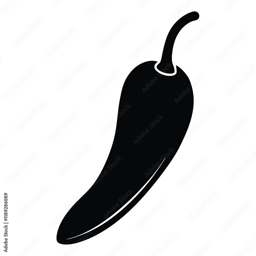 Single Chilli Silhouette Icon for Culinary and Food Projects Single Chilli Silhouette Icon for Culinary and Food Projects