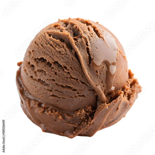 chocolate ice cream ball on transparent background
