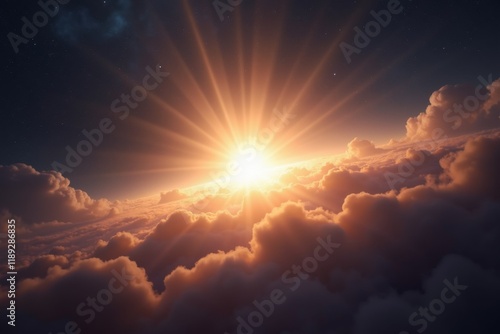 Radiant Star Illuminating a Cosmic Wonderland