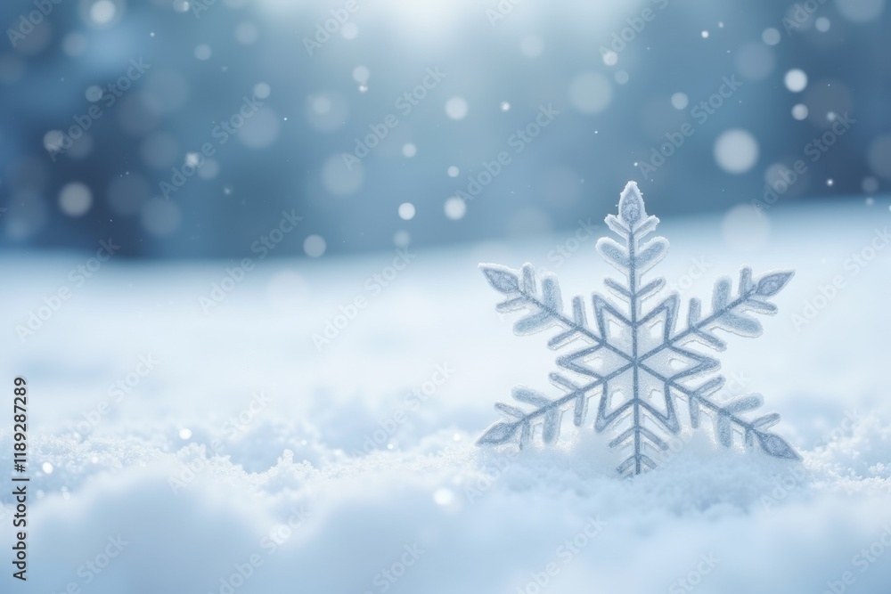 Winter Dreams: A Glimmering Snowflake in Soft Blue Hues Winter Dreams: A Glimmering Snowflake in Soft Blue Hues
