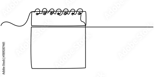 Continuous Line Drawing of Schdule Icon. Hand Drawn Symbol Vector Illustration, Tear-off sheet calendar with continuous line art. Time planner in a simple linear style. Vector illustration with one. 