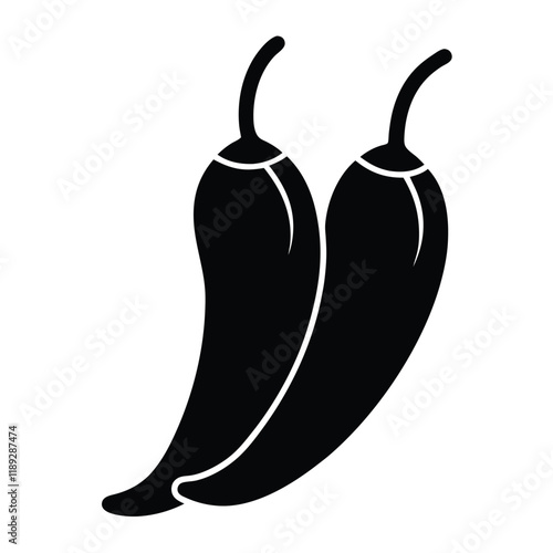 Fiery Chilli Silhouette Icon for Creative Culinary Art Projects photo