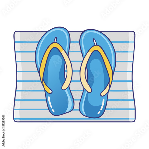 flip flops on a beach towel icon, flip flops on a beach towel vector,