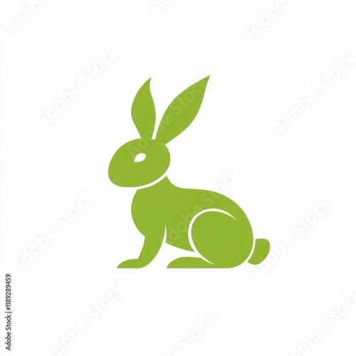 Green rabbit logo design, simple, nature, white background, eco photo