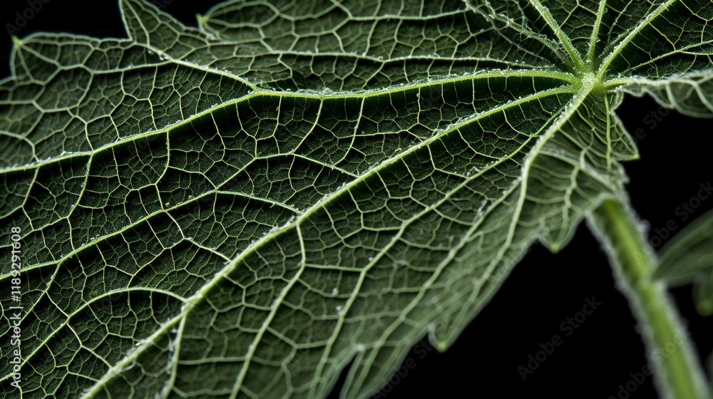 A photo of a close-up of a cannabis leaf vein A photo of a close-up of a cannabis leaf vein