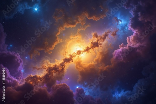 Vibrant Nebula with Swirling Clouds of Gas and Dust