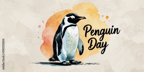 Celebrating penguin day a playful penguin illustration nature scene vibrant colors artistic viewpoint photo